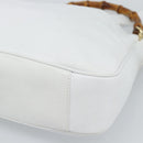 GUCCI Bamboo Shoulder Bag Leather 2way White Gold 001 2113 1638 Auth 182303-12
