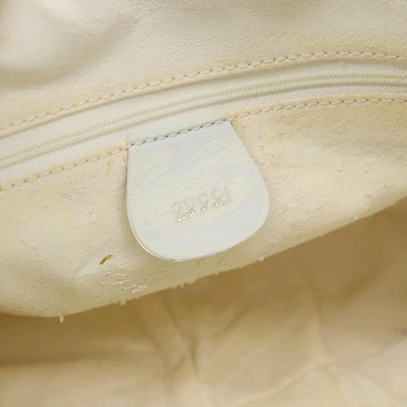 GUCCI Bamboo Shoulder Bag Leather 2way White Gold 001 2113 1638 Auth 182303