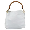 GUCCI Bamboo Shoulder Bag Leather 2way White Gold 001 2113 1638 Auth 182303-2