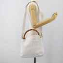 GUCCI Bamboo Shoulder Bag Leather 2way White Gold 001 2113 1638 Auth 182303-23