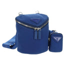 PRADA Shoulder Bag Canvas Blue Silver Auth 182306M-1