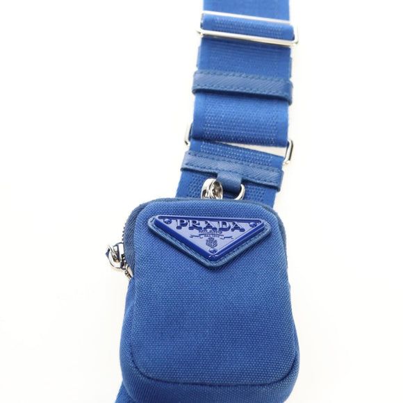 PRADA Shoulder Bag Canvas Blue Silver Auth 182306M