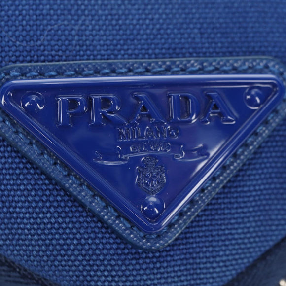 PRADA Shoulder Bag Canvas Blue Silver Auth 182306M