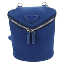 PRADA Shoulder Bag Canvas Blue Silver Auth 182306M-13