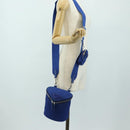 PRADA Shoulder Bag Canvas Blue Silver Auth 182306M-23