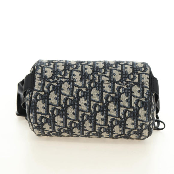 Christian Dior Trotter Canvas Oblique Rabbit Mini Roller Bag Navy Auth 182307SAM