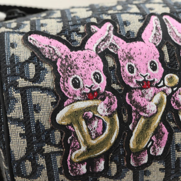Christian Dior Trotter Canvas Oblique Rabbit Mini Roller Bag Navy Auth 182307SAM