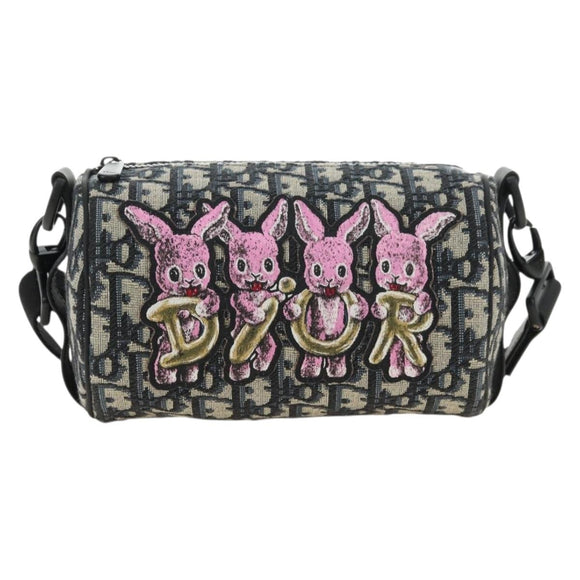 Christian Dior Trotter Canvas Oblique Rabbit Mini Roller Bag Navy Auth 182307SAM