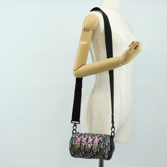 Christian Dior Trotter Canvas Oblique Rabbit Mini Roller Bag Navy Auth 182307SAM