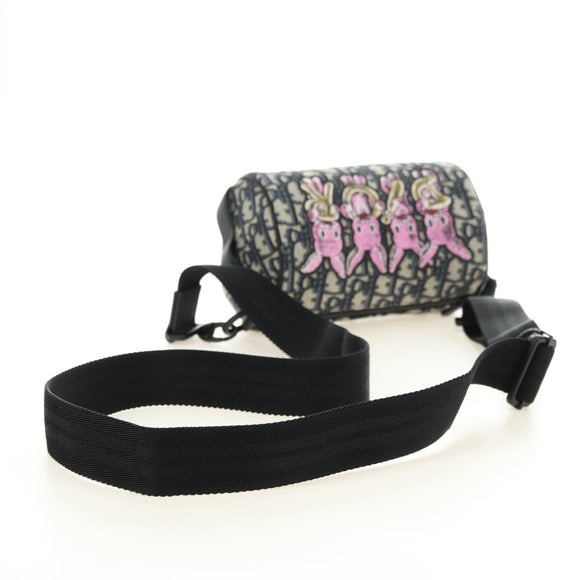 Christian Dior Trotter Canvas Oblique Rabbit Mini Roller Bag Navy Auth 182307SAM