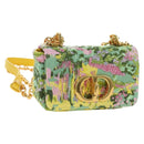 Christian Dior Caro Chain Shoulder Bag Canvas Beads Green Gold Auth 182308SM-1