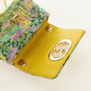 Christian Dior Caro Chain Shoulder Bag Canvas Beads Green Gold Auth 182308SM-15