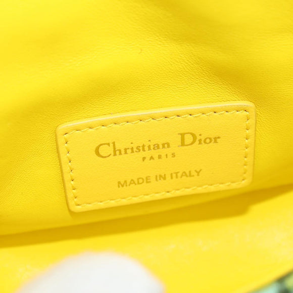 Christian Dior Caro Chain Shoulder Bag Canvas Beads Green Gold Auth 182308SM