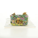Christian Dior Caro Chain Shoulder Bag Canvas Beads Green Gold Auth 182308SM-22