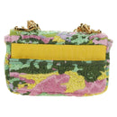 Christian Dior Caro Chain Shoulder Bag Canvas Beads Green Gold Auth 182308SM-3