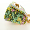 Christian Dior Caro Chain Shoulder Bag Canvas Beads Green Gold Auth 182308SM-5