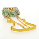 Christian Dior Caro Chain Shoulder Bag Canvas Beads Green Gold Auth 182308SM-6