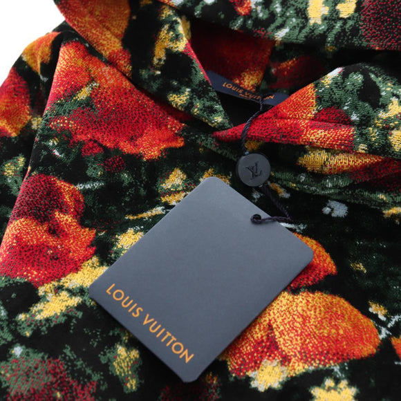 LOUIS VUITTON Poppys Hoodie Virgil Abloh Velor XS Black Red LV Auth 182323SM