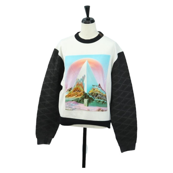 LOUIS VUITTON Crew Neck Sweatshirt Cotton XS White LV Auth 182327SM