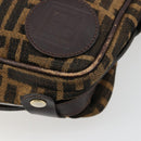 FENDI Zucca Canvas Umhängetasche Schwarz Braun Auth 182351-10