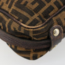 FENDI Zucca Canvas Umhängetasche Schwarz Braun Auth 182351-14