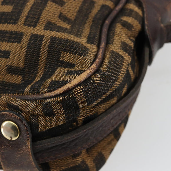FENDI Zucca Canvas Umhängetasche Schwarz Braun Auth 182351