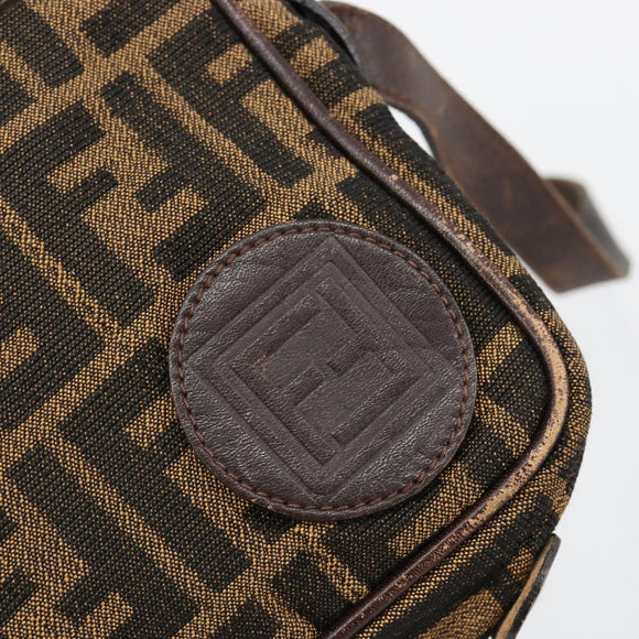 FENDI Zucca Canvas Umhängetasche Schwarz Braun Auth 182351
