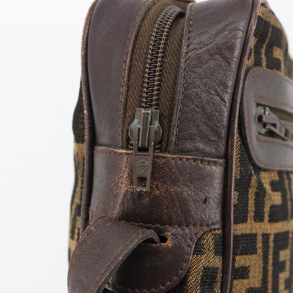 FENDI Zucca Canvas Umhängetasche Schwarz Braun Auth 182351