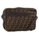 FENDI Zucca Canvas Umhängetasche Schwarz Braun Auth 182351-1