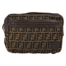 FENDI Zucca Canvas Umhängetasche Schwarz Braun Auth 182351-13