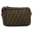 FENDI Zucca Canvas Umhängetasche Schwarz Braun Auth 182351-2
