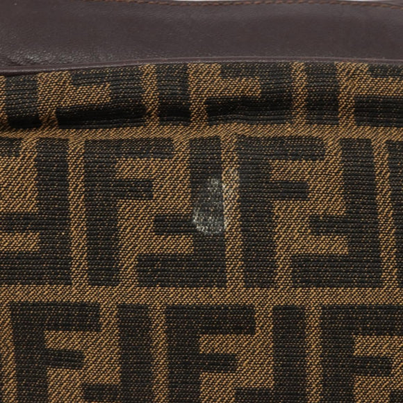 FENDI Zucca Canvas Umhängetasche Schwarz Braun Auth 182351