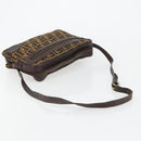FENDI Zucca Canvas Umhängetasche Schwarz Braun Auth 182351-8
