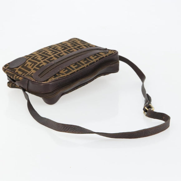 FENDI Zucca Canvas Umhängetasche Schwarz Braun Auth 182351