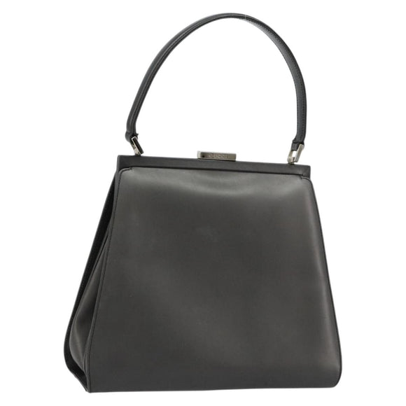 GUCCI Hand Bag Leather Black Silver 000 2046 0300 Auth 182352
