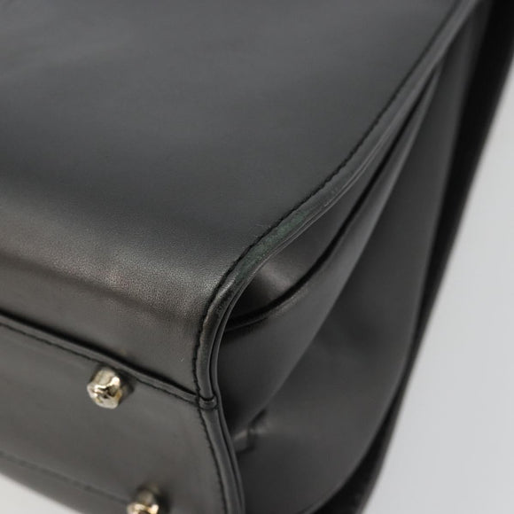 GUCCI Hand Bag Leather Black Silver 000 2046 0300 Auth 182352