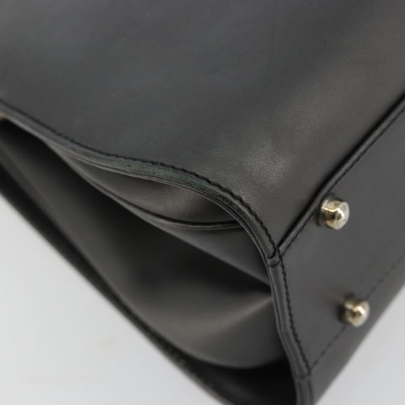 GUCCI Hand Bag Leather Black Silver 000 2046 0300 Auth 182352