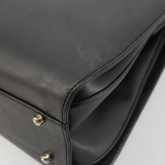 GUCCI Hand Bag Leather Black Silver 000 2046 0300 Auth 182352
