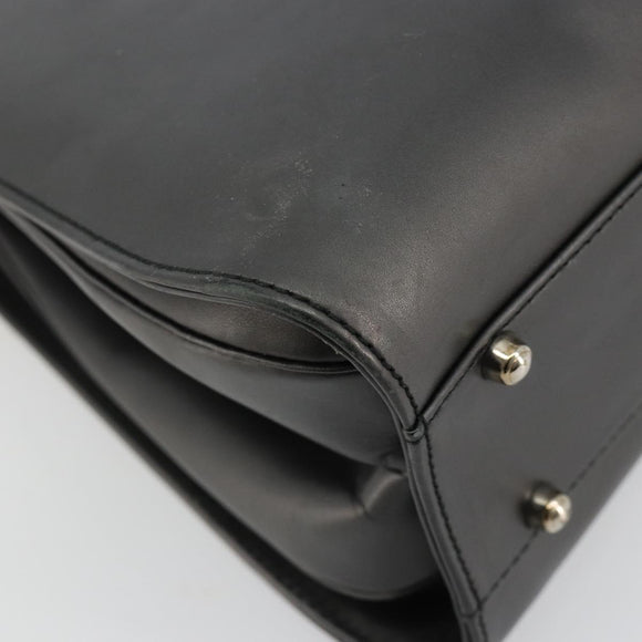 GUCCI Hand Bag Leather Black Silver 000 2046 0300 Auth 182352