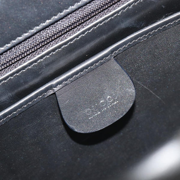 GUCCI Hand Bag Leather Black Silver 000 2046 0300 Auth 182352