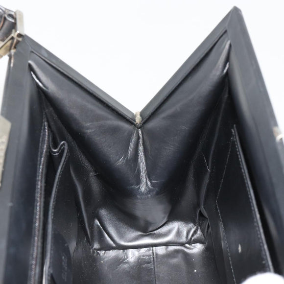 GUCCI Hand Bag Leather Black Silver 000 2046 0300 Auth 182352