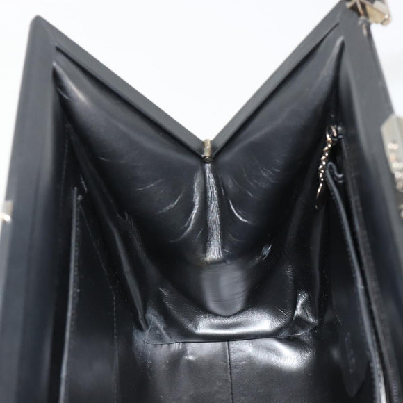 GUCCI Hand Bag Leather Black Silver 000 2046 0300 Auth 182352