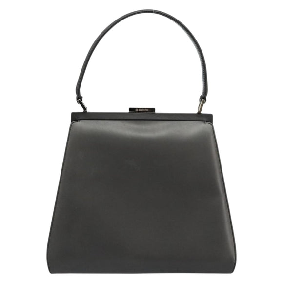 GUCCI Hand Bag Leather Black Silver 000 2046 0300 Auth 182352