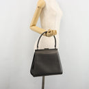 GUCCI Hand Bag Leather Black Silver 000 2046 0300 Auth 182352-23