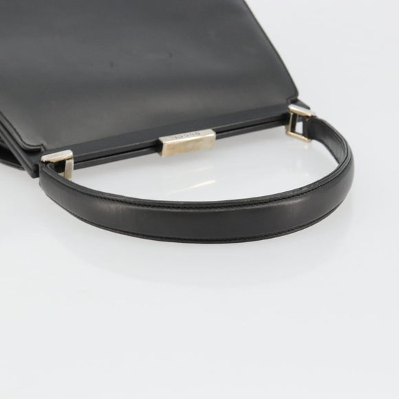 GUCCI Hand Bag Leather Black Silver 000 2046 0300 Auth 182352