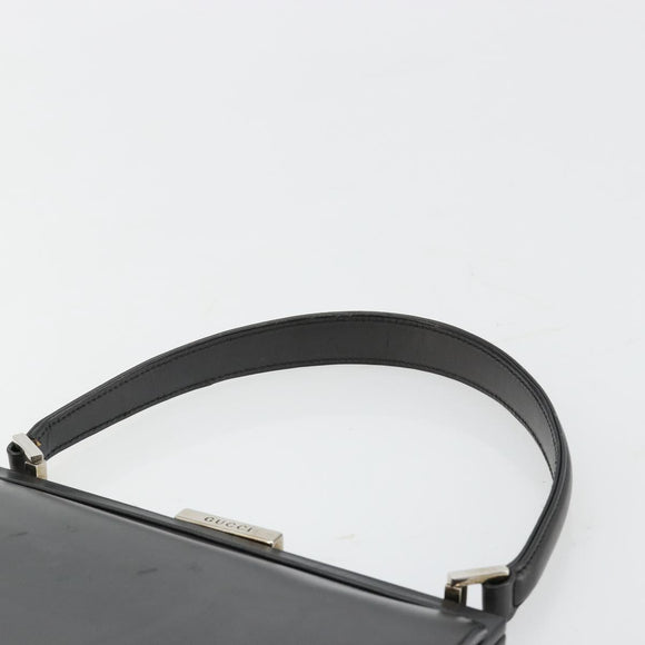GUCCI Hand Bag Leather Black Silver 000 2046 0300 Auth 182352