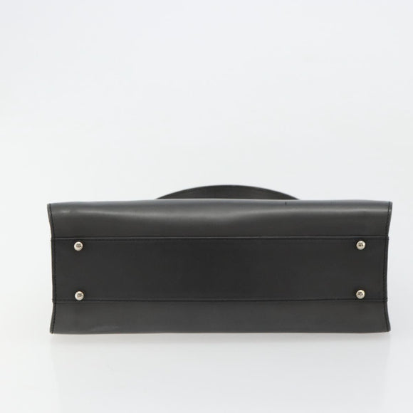 GUCCI Hand Bag Leather Black Silver 000 2046 0300 Auth 182352