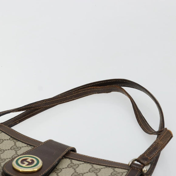 GUCCI GG Supreme Schoudertas PVC Beige Goud Auth 182353