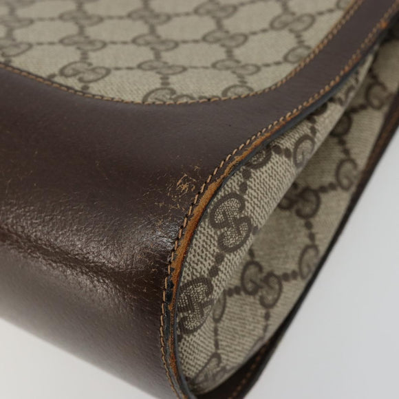 GUCCI GG Supreme Schoudertas PVC Beige Goud Auth 182353