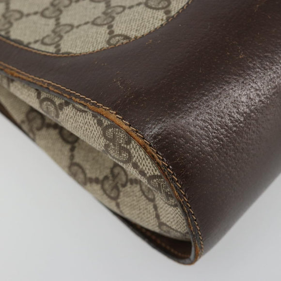 GUCCI GG Supreme Schoudertas PVC Beige Goud Auth 182353